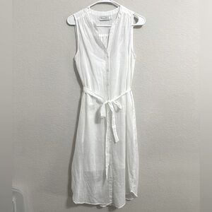 NWOT MICHAEL STARS VIOLA BUTTON DOWN MIDI DRESS IN WHITE
